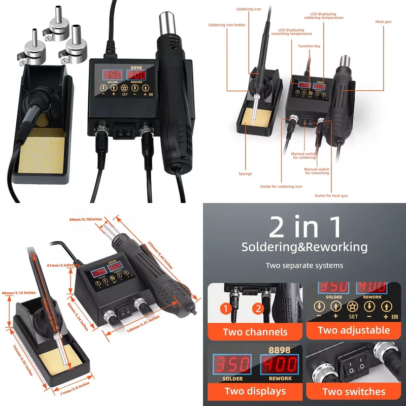 Smd Rework Station Hot Air Soldering 2 In 1 - Stazione di Saldatura e Dissaldatura 2