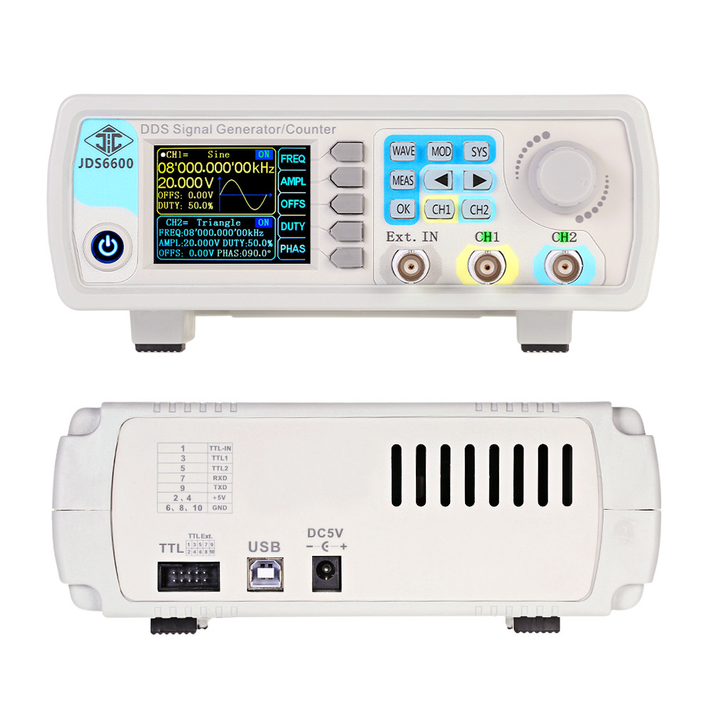 JDS6600 15/30/40/50/60MHz DDS  - Dual Channel Arbitrary Waveform Function Generator 60Mhz recensione e prezzo