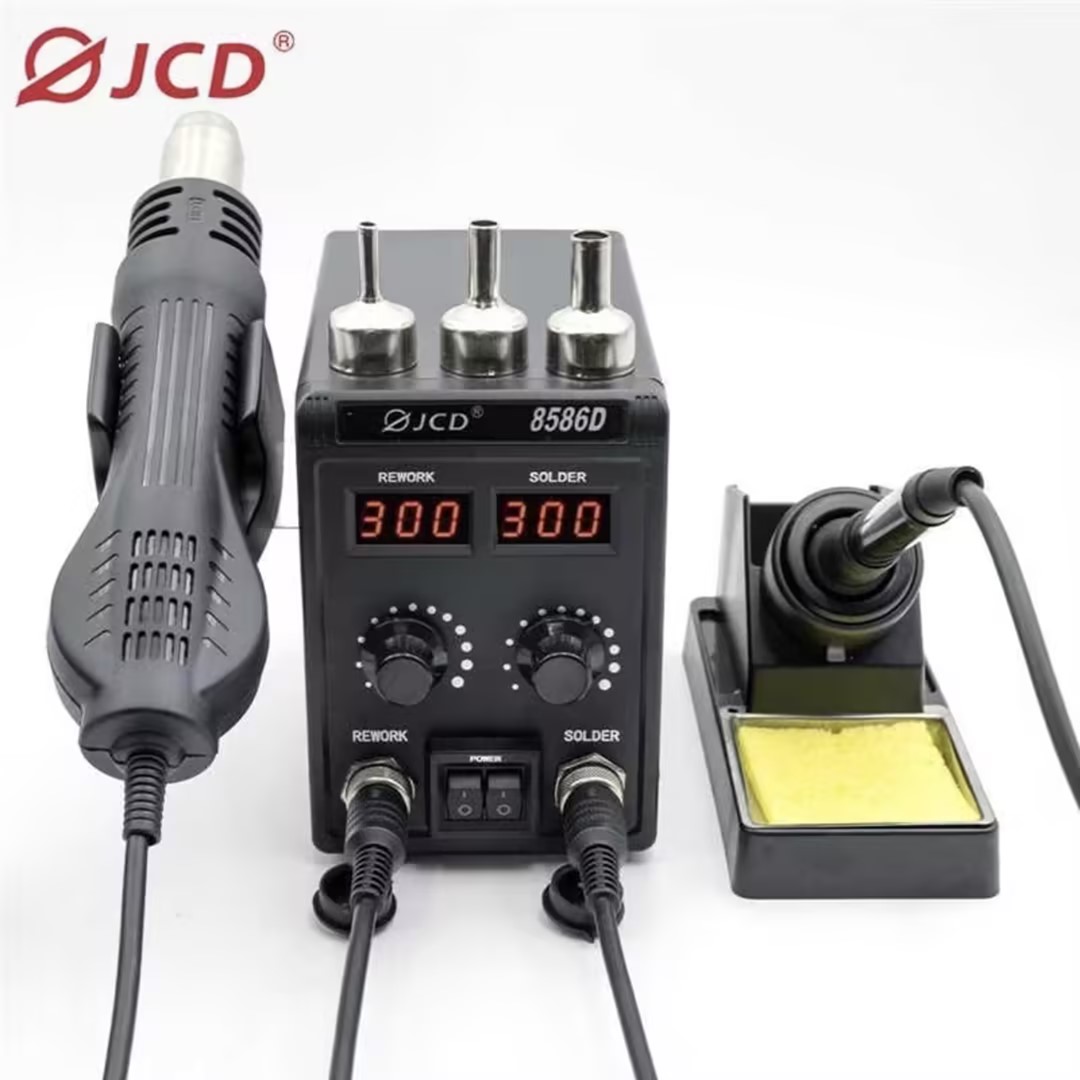 JCD 8586D Stazione di saldatur - Smd Rework Station Hot Air Soldering 2 In 1 recensione e prezzo